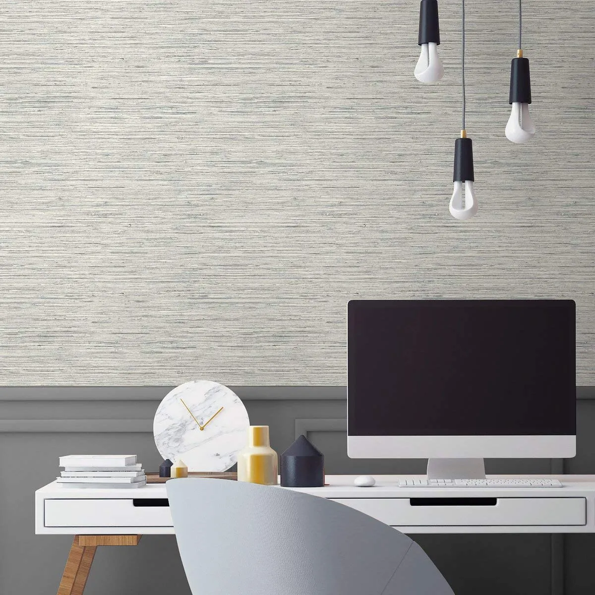 RoomMates Light Gray Faux Grasscloth Peel & Stick Wallpaper 20.5 x 16.5 Ft