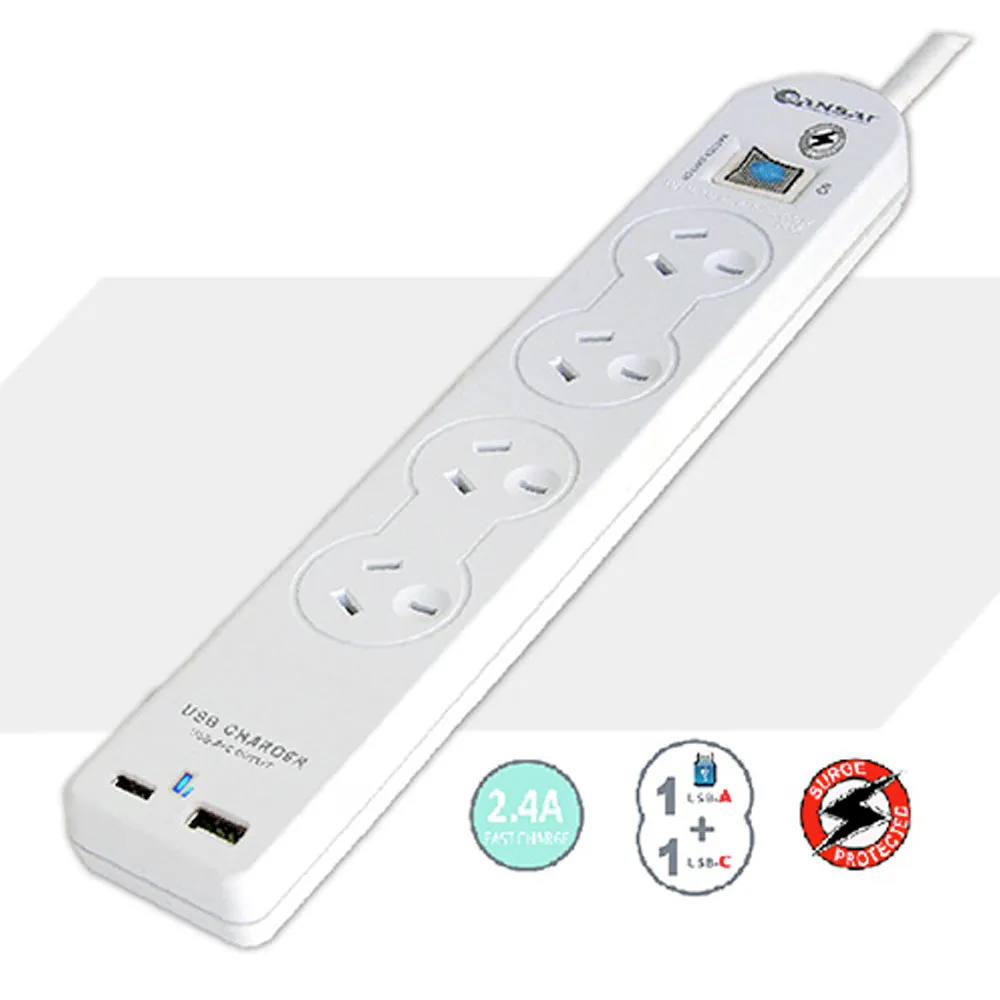 Sansai 4-Socket USB Powerboard (White)