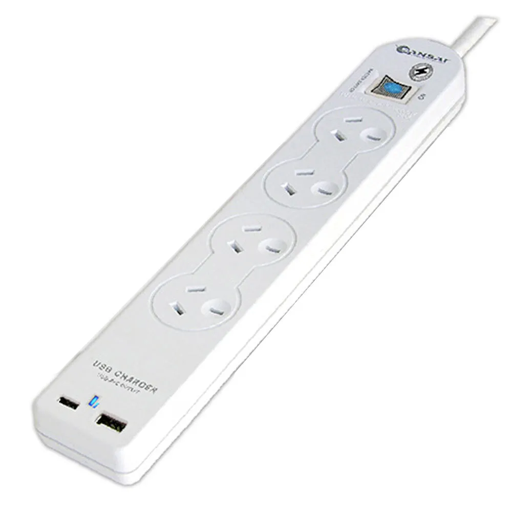 Sansai 4-Socket USB Powerboard (White)