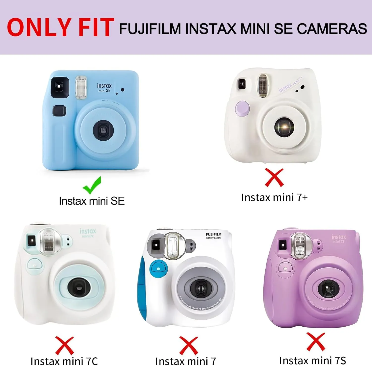 Silicone Case for Fujifilm Instax Mini SE Instant Camera Case |Soft Protective Camera Cover with Adjustable Shoulder Strap - Blue