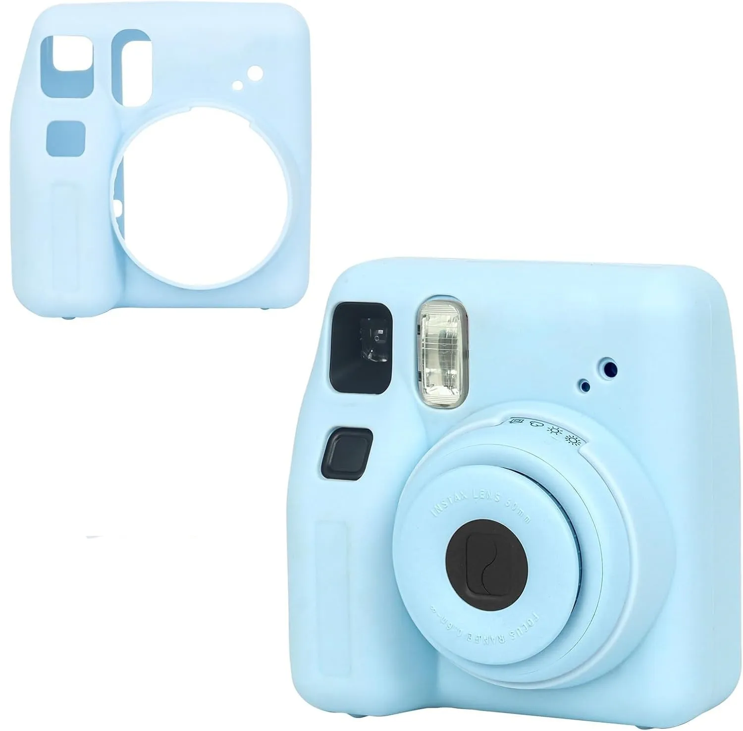 Silicone Case for Fujifilm Instax Mini SE Instant Camera Case |Soft Protective Camera Cover with Adjustable Shoulder Strap - Blue