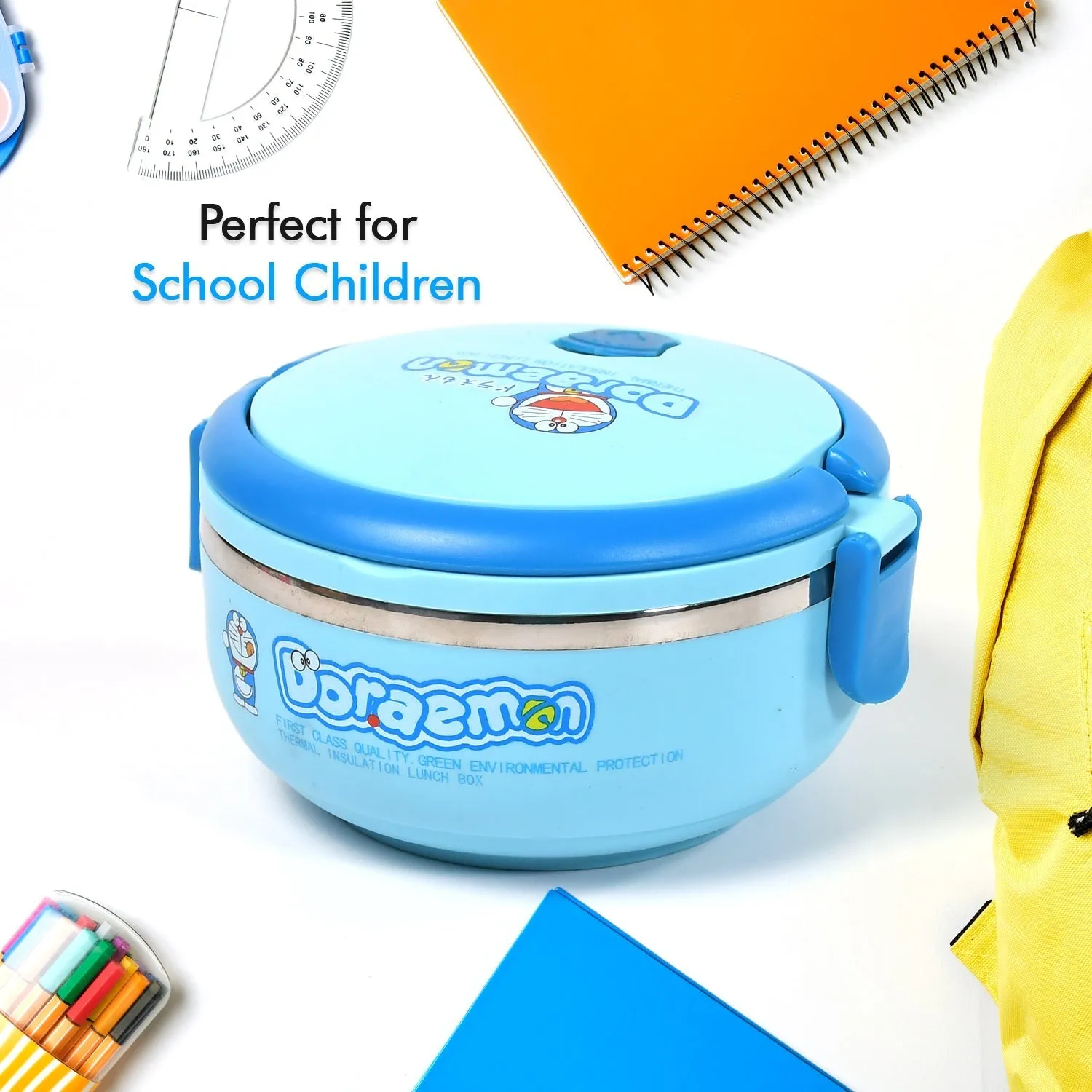 Single Layer Doraemon Steel Lunch Box High Quality Premium Lunch Box  For Office & School Use