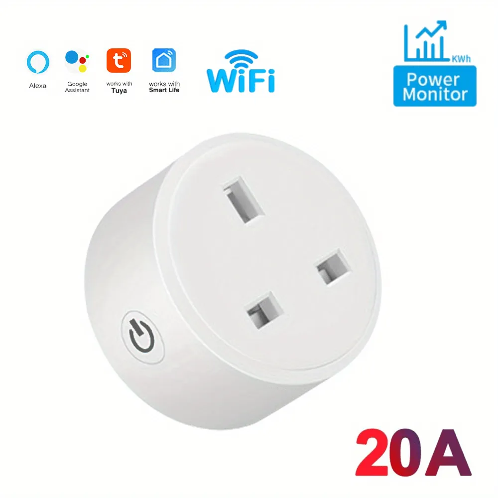 Smart Plug WIFI Socket UK 20A 16A Timing Function Tuya Smart