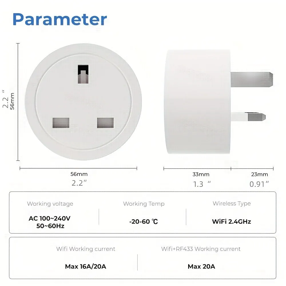 Smart Plug WIFI Socket UK 20A 16A Timing Function Tuya Smart