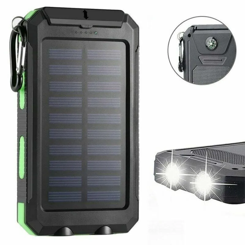 SMAXPro™ Portable Solar Power Bank: HIGH 20,000mAH, 2 USB Ports, Compass, Cell Phone Charger