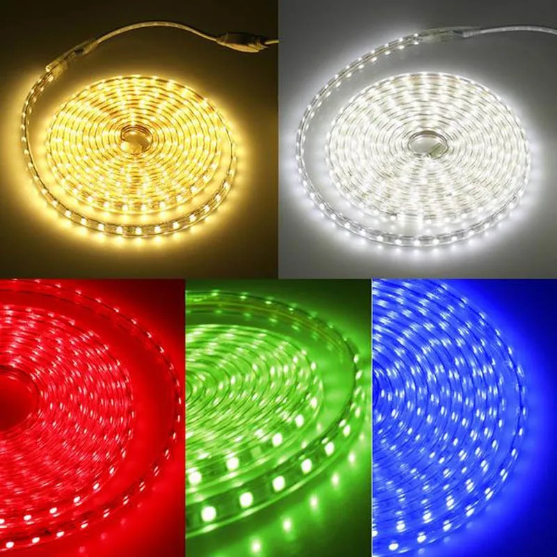 SMD 5050 AC220V LED Strip Flexible Light 60leds/m Waterproof Led Tape LED Light With Power Plug 1M/2M/3M/5M/6M/8M/9M/10M/15M/20M