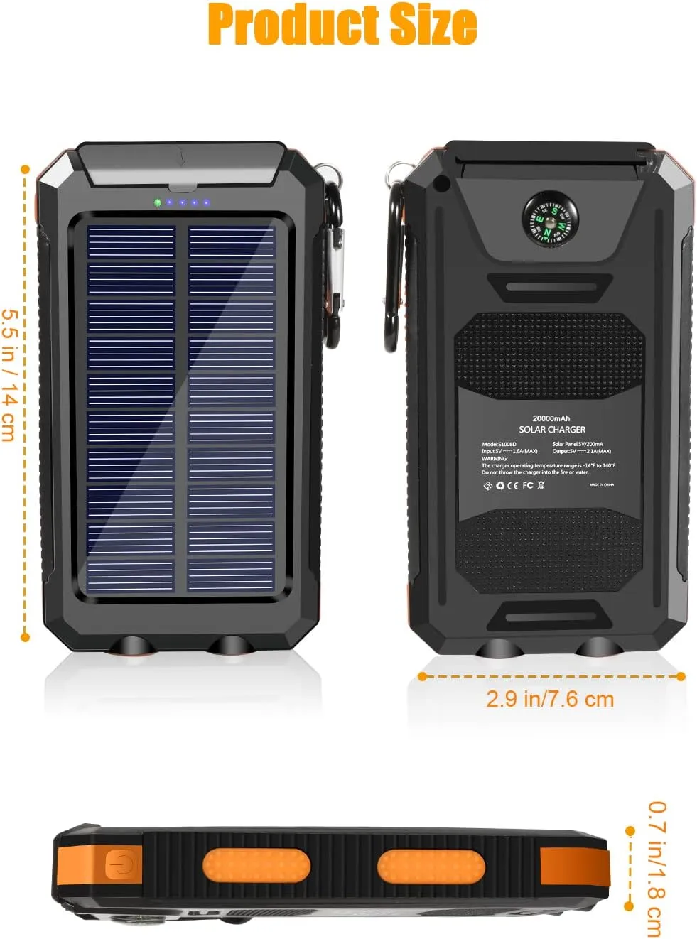 Solar Power Bank Solar Charger 20000Mah