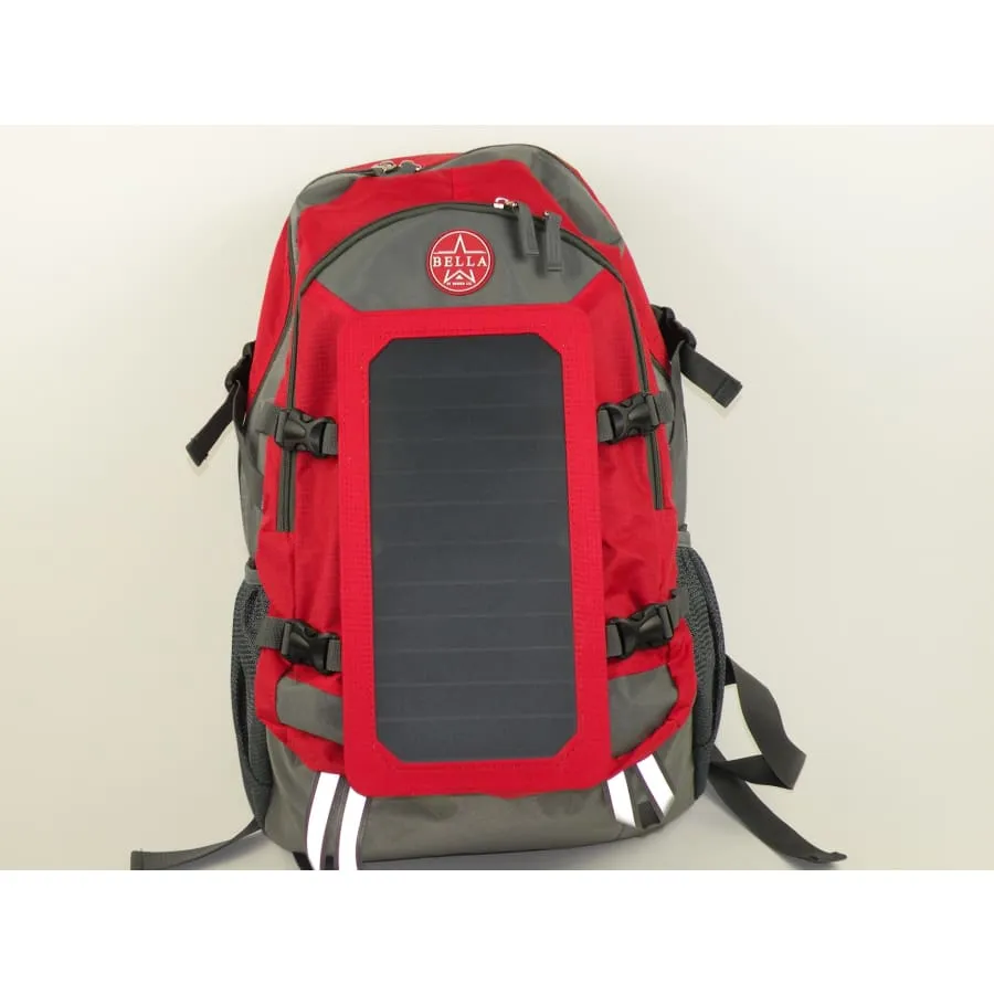 Solar powered Backpack 45L with Power Bank Charger 6.5W color Red