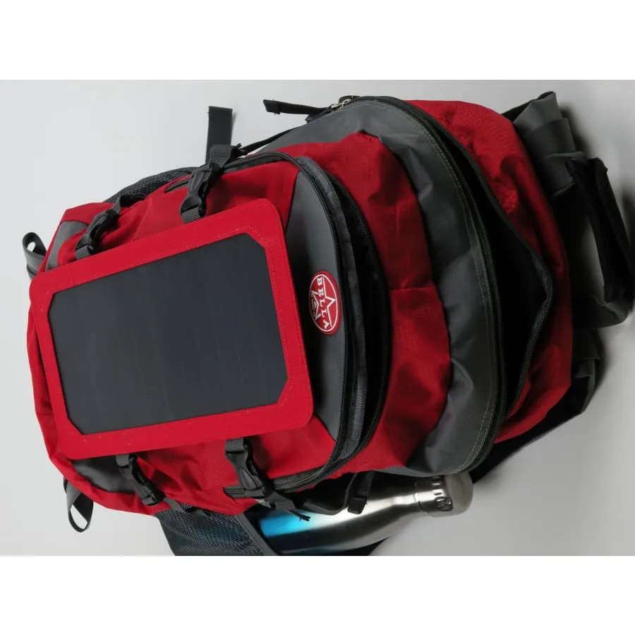 Solar powered Backpack 45L with Power Bank Charger 6.5W color Red