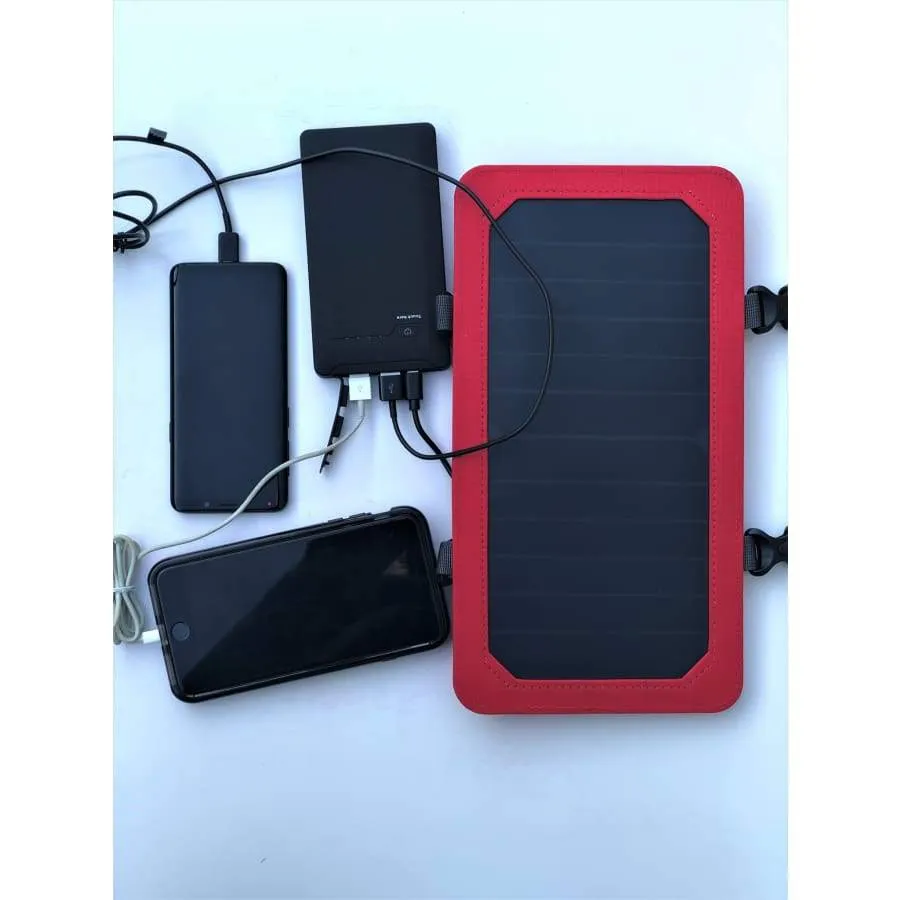 Solar powered Backpack 45L with Power Bank Charger 6.5W color Red