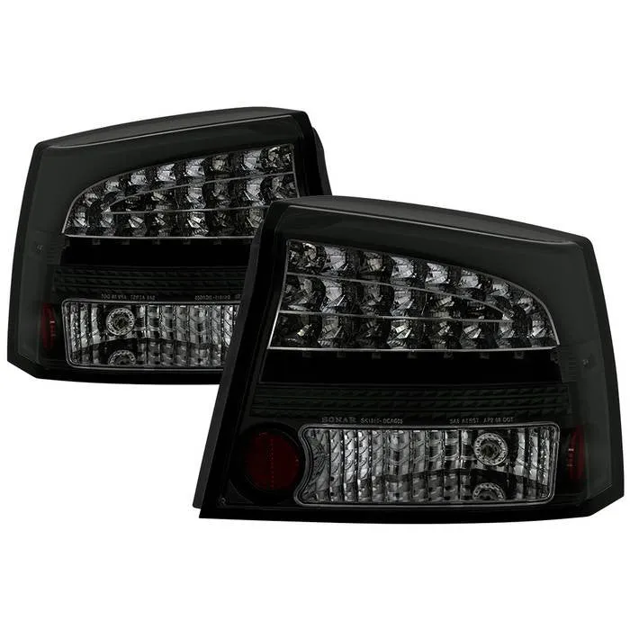 Spyder Dodge 06-08 Charger LED Tail Lights Black Smoked