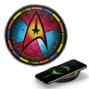 Star Trek Qi Wireless Charger With Illuminated Stained-glass Delta & Built-In Power bank