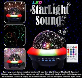 Starlight Sounds Wireless Bluetooth Speaker with LED Night Light Star Projector