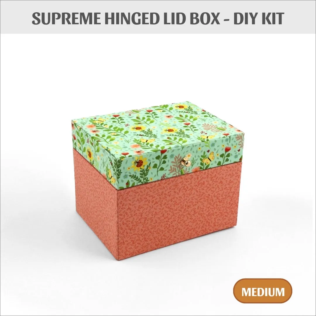 Supreme hinged lid box MEDIUM DIY kit, cartonnage kit 202, recipe card box, members only