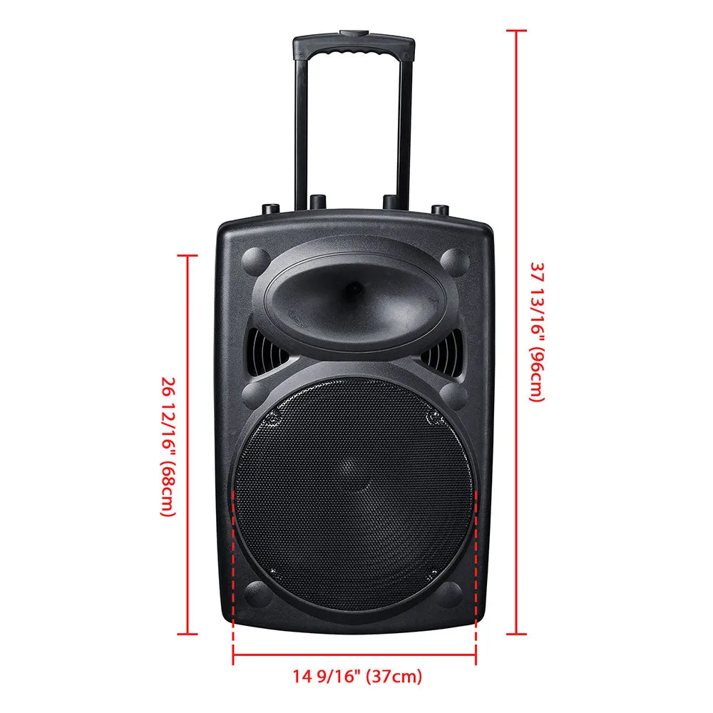 TheLAShop 15in Portable PA Speaker with Bluetooth Wireless Microphone