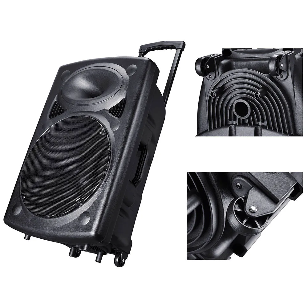 TheLAShop 15in Portable PA Speaker with Bluetooth Wireless Microphone