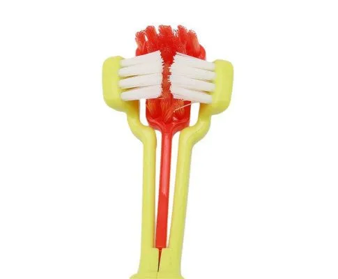 Three-Head Multi-Angle Dog Cat Toothbrush - Orange