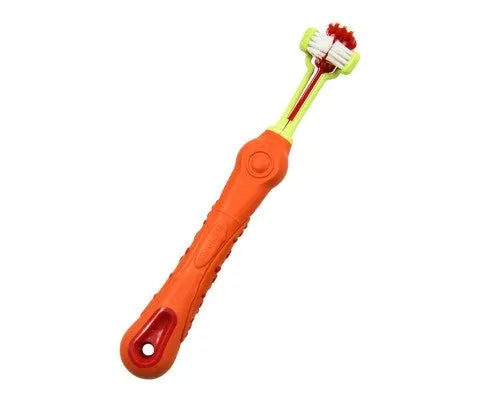 Three-Head Multi-Angle Dog Cat Toothbrush - Orange