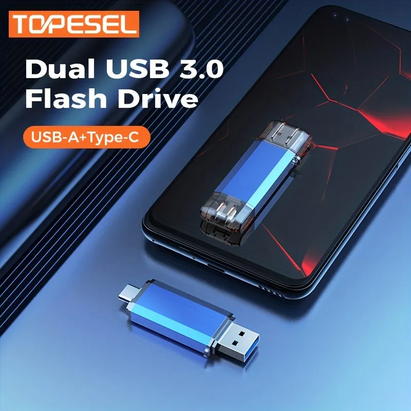 TOPESEL 2-in-1 USB C Flash Drive Dual Type C & USB 3.0 Memory Stick