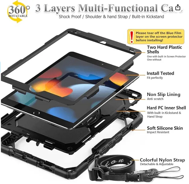 Tough Case for 10.5" Samsung-based Speech Tablet with Screen Protector & Strap