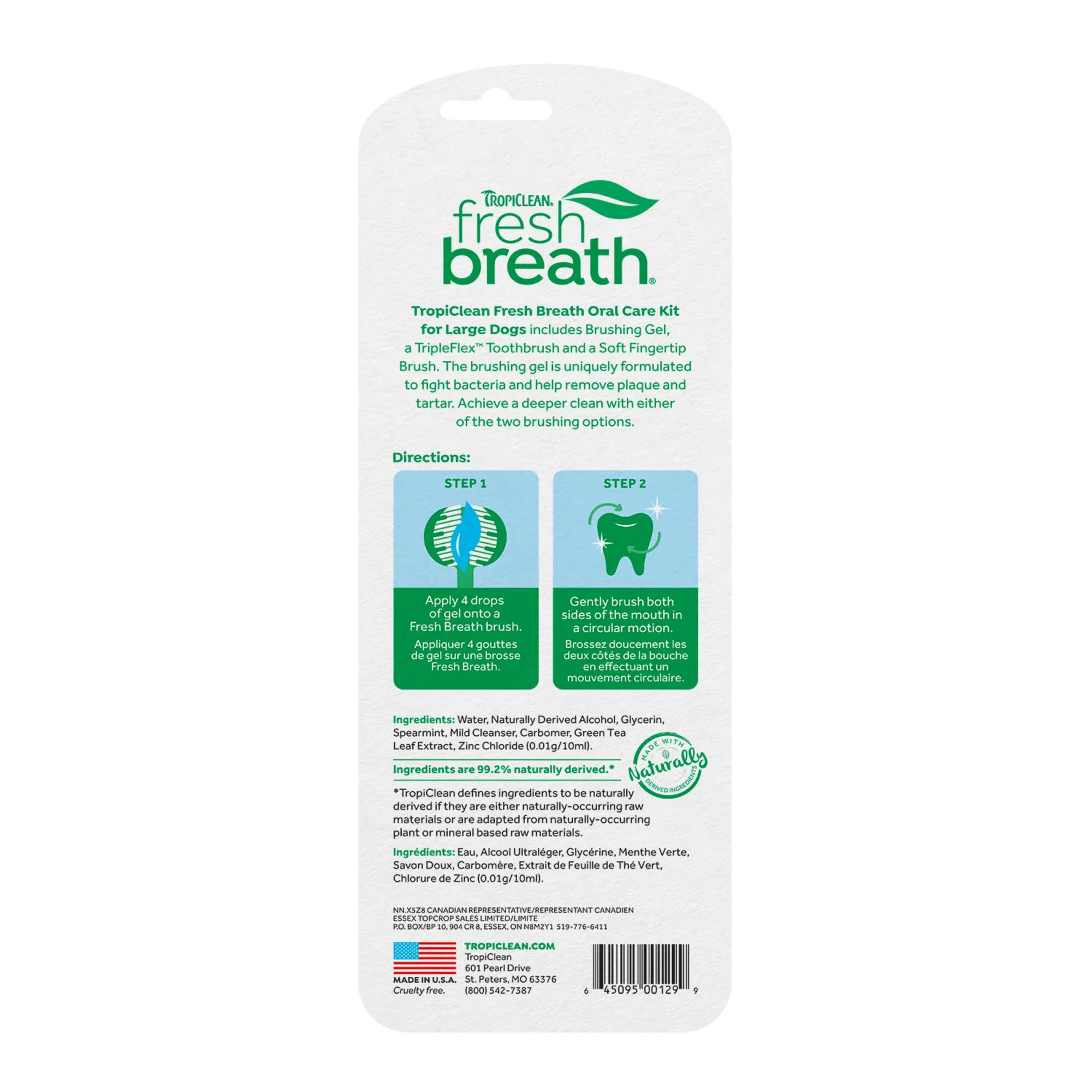 Tropiclean Fresh Breath Clean Teeth Oral Care Gel Kit For Dogs