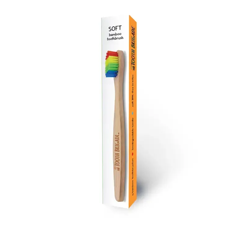 TTB Bamboo Toothbrush with Rainbow Nylon Bristles