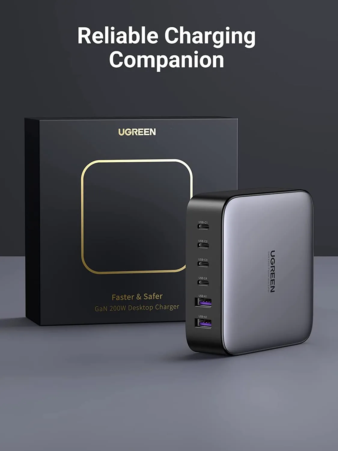 UGREEN Nexode 200W USB C GaN Charger-6 Ports Desktop Charger &  2 Pack USB C 100W Charger Cable