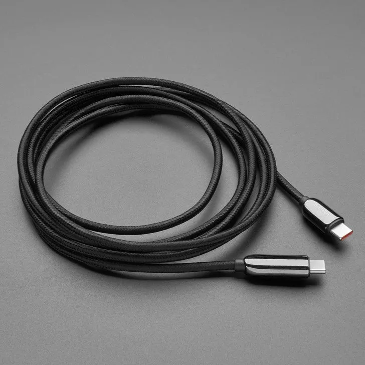 USB C to USB C Cable w/ 100W Watt Display - 2 meter Black Woven