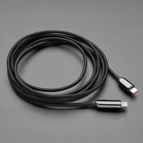 USB C to USB C Cable w/ 100W Watt Display - 2 meter Black Woven