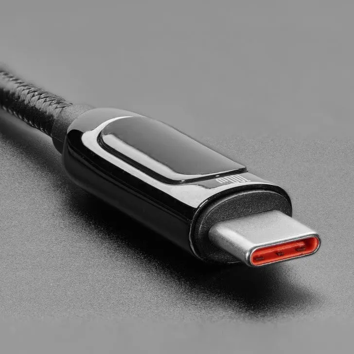 USB C to USB C Cable w/ 100W Watt Display - 2 meter Black Woven