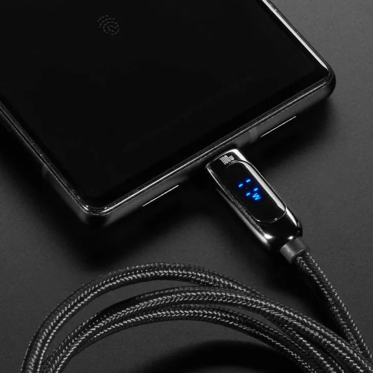 USB C to USB C Cable w/ 100W Watt Display - 2 meter Black Woven