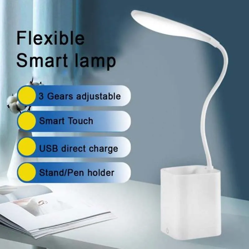 USB Rechargeable LED Touch Desk Lamp With Pen Holder