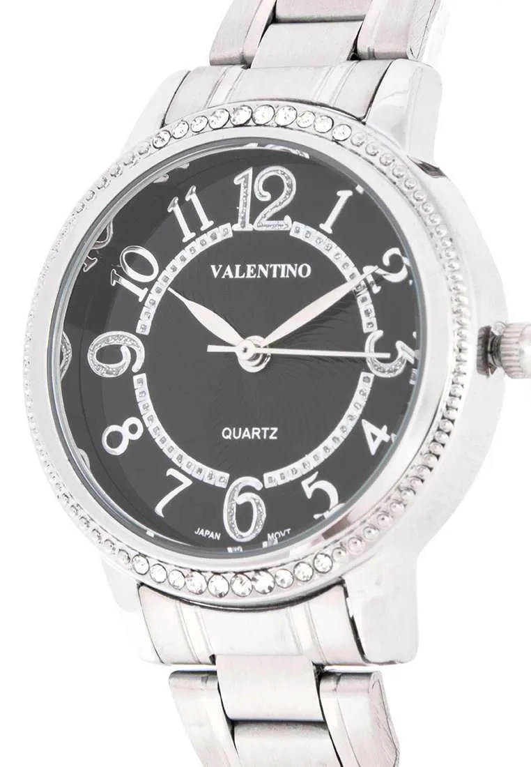 Valentino 20122200-BLACK DIAL Silver Stainless Strap Watch