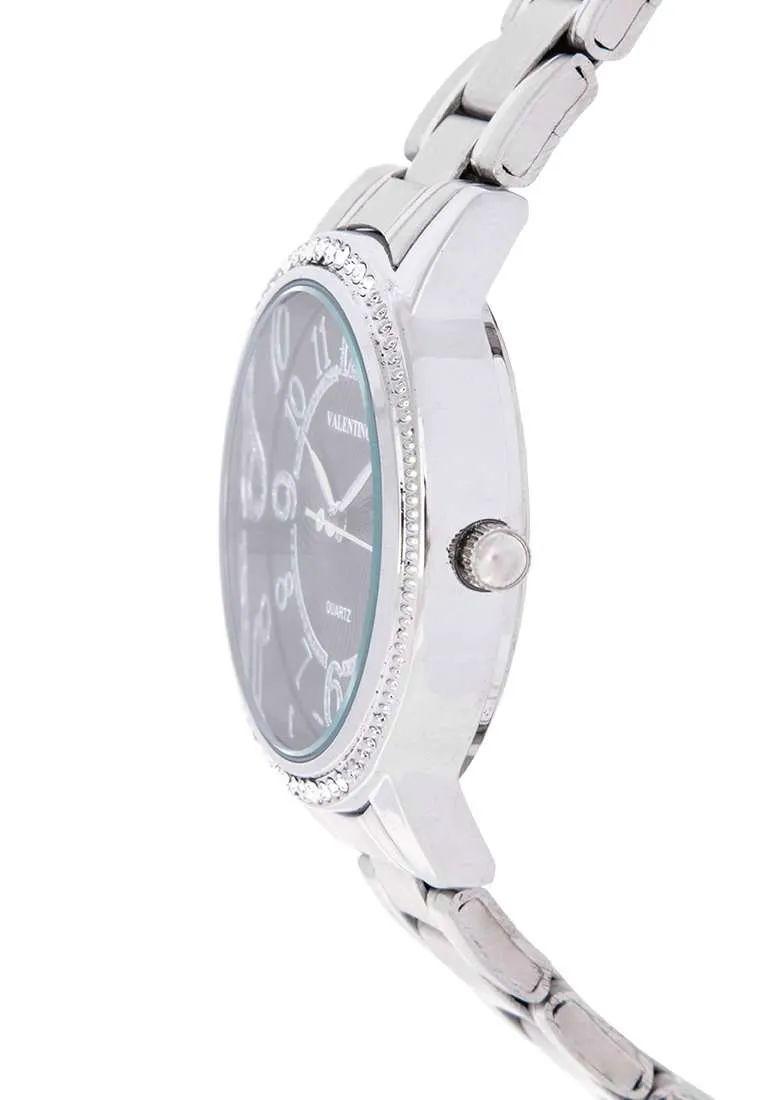 Valentino 20122200-BLACK DIAL Silver Stainless Strap Watch