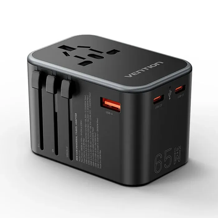 Vention 3-Port GaN USB A/C Universal Travel Adapter