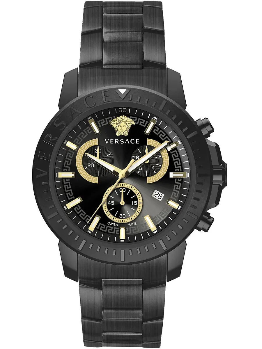 Versace Men's Watch New Chrono 45mm Black Bracelet VE2E00621