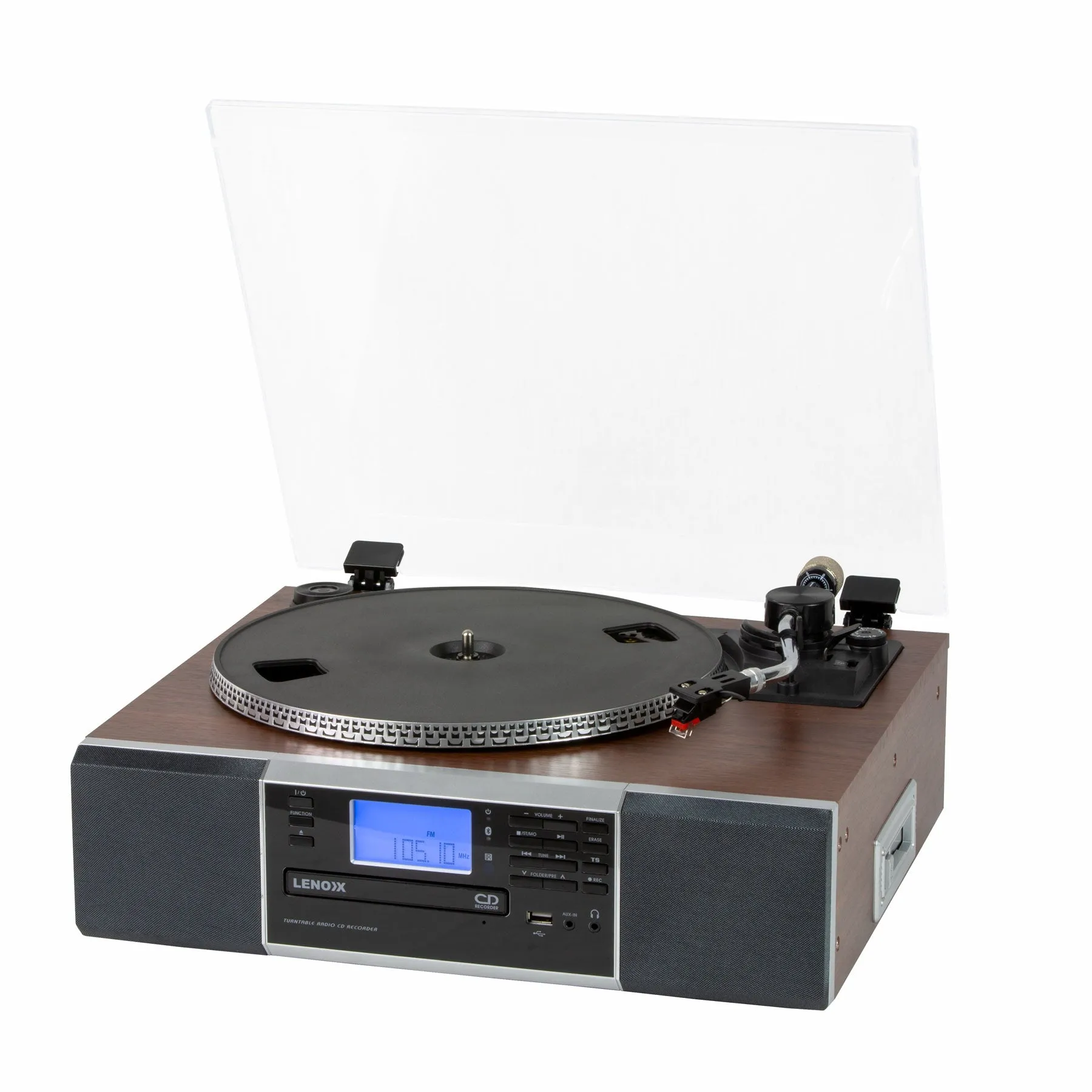 Vinyl Turntable Speaker with Radio, CD, Records, AUX & More