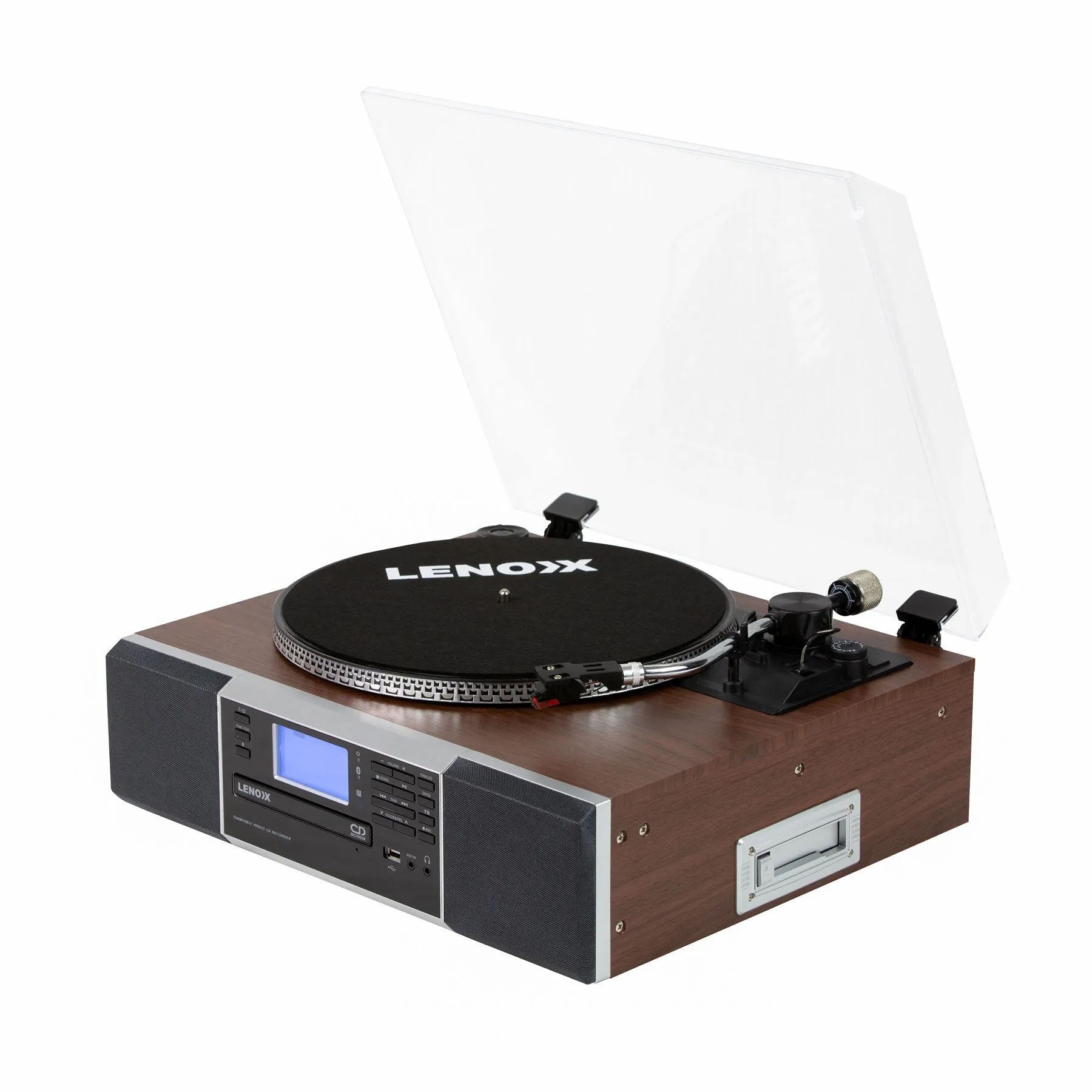 Vinyl Turntable Speaker with Radio, CD, Records, AUX & More