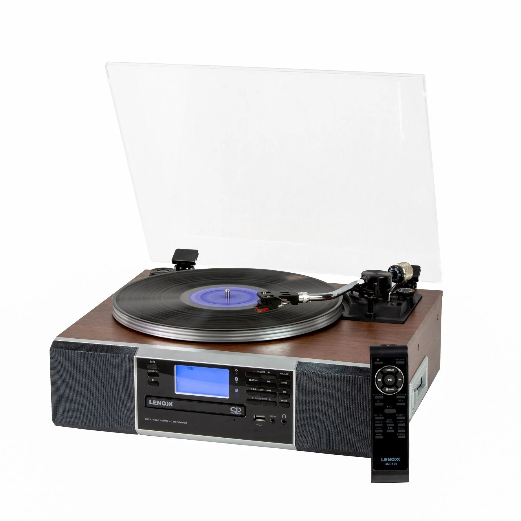 Vinyl Turntable Speaker with Radio, CD, Records, AUX & More