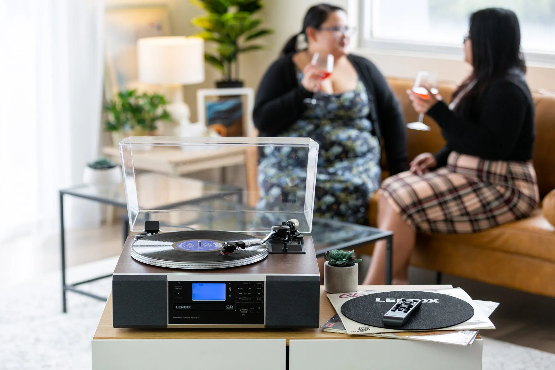 Vinyl Turntable Speaker with Radio, CD, Records, AUX & More