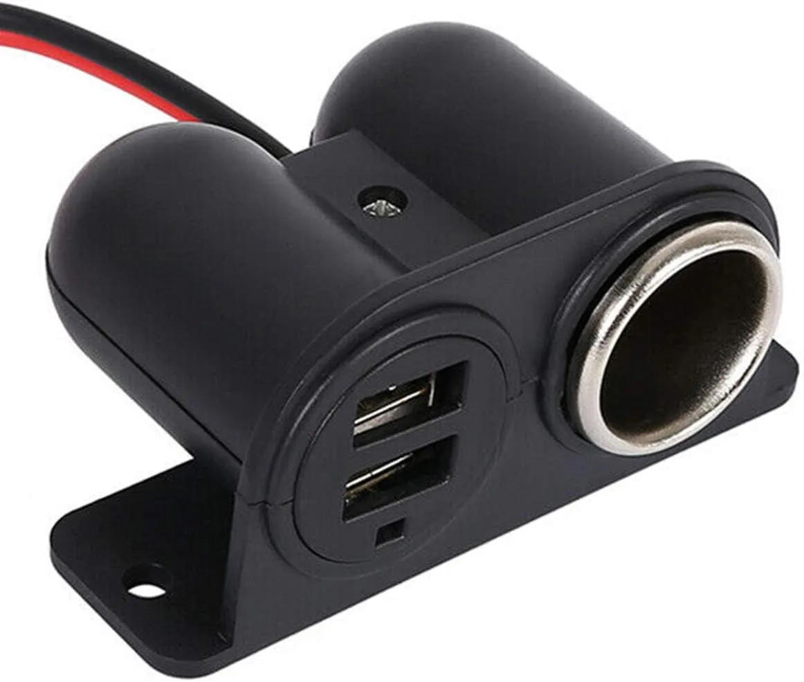 Vizgiz Car under Dash Mount Cigarette Lighter 3.1A Dual USB Power Charger Outlet Socket Plug Adapter Quick Charge DC Splitter Dashboard Expansion for 12V/24V Vehicle Truck SUV Motorcycle Boat