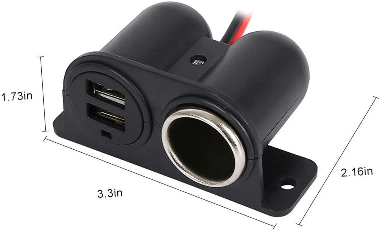 Vizgiz Car under Dash Mount Cigarette Lighter 3.1A Dual USB Power Charger Outlet Socket Plug Adapter Quick Charge DC Splitter Dashboard Expansion for 12V/24V Vehicle Truck SUV Motorcycle Boat