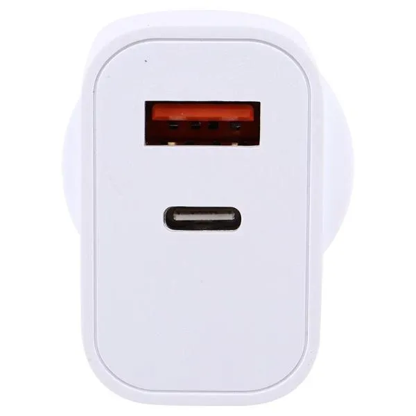 White 20W Usb A & Usb C Wall Charger