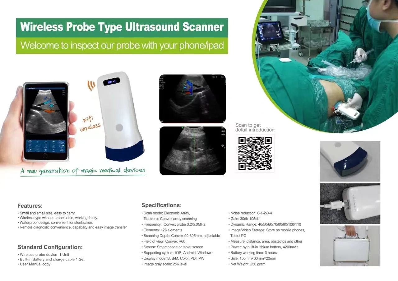 Wireless Ultrasound Probe WIFI Probe Convex / Linear Support ISO Andriod Portable Wifi-Scanner 3.5Mhz / 7.5Mhz