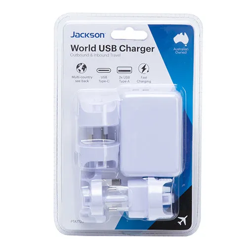 World 2 x USB-A & USB-C Charger