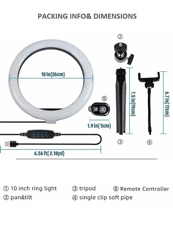 Zallure 10'' Selfie Ring Light Set